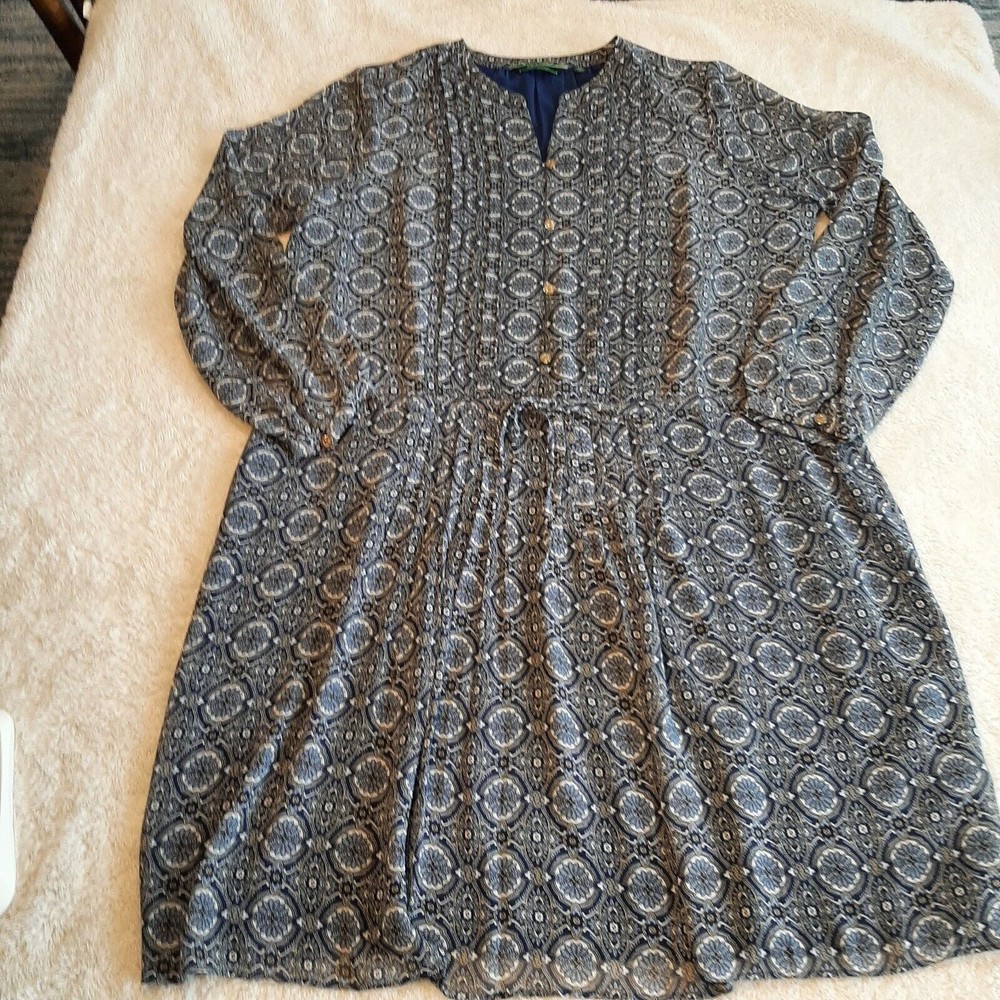 C. Wonder Blue and White Long Sleeve Dress